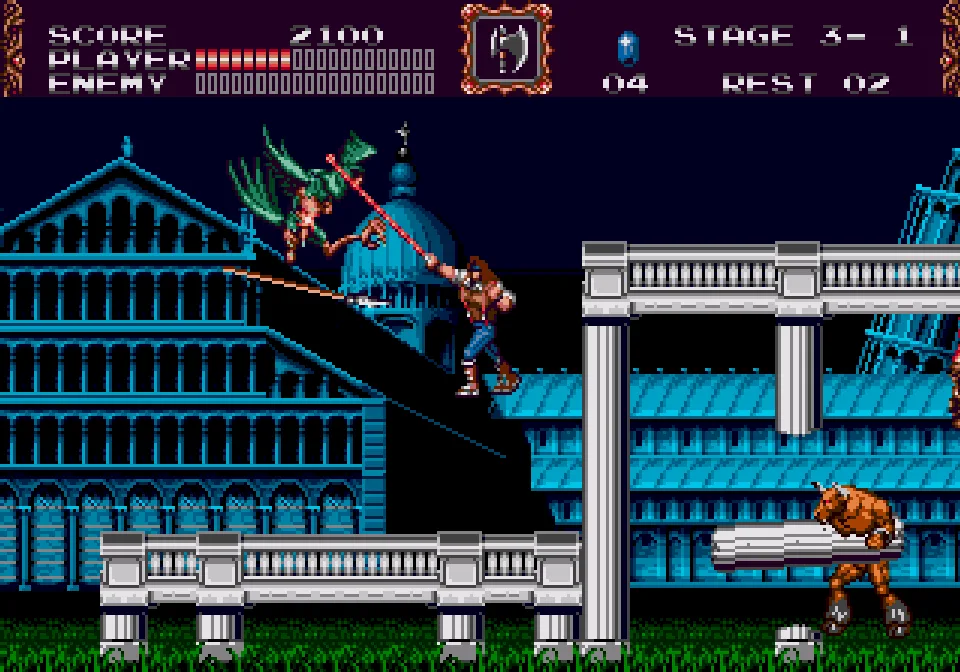 Castlevania Bloodlines gameplay no Mega Drive