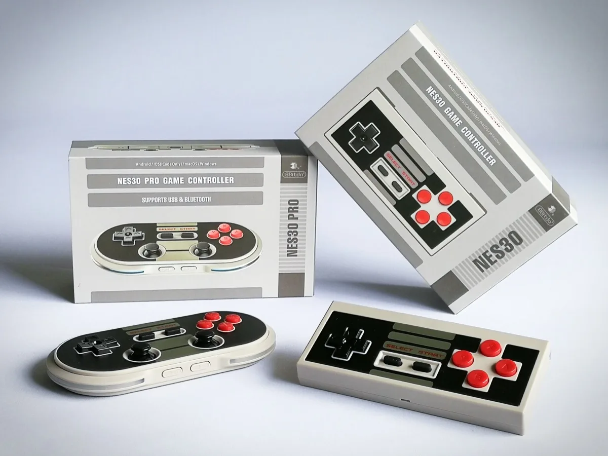 Controles retrô estilo SNES sem fio conectados para emulação