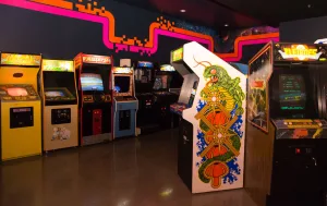 vintage arcade cabinet museum room