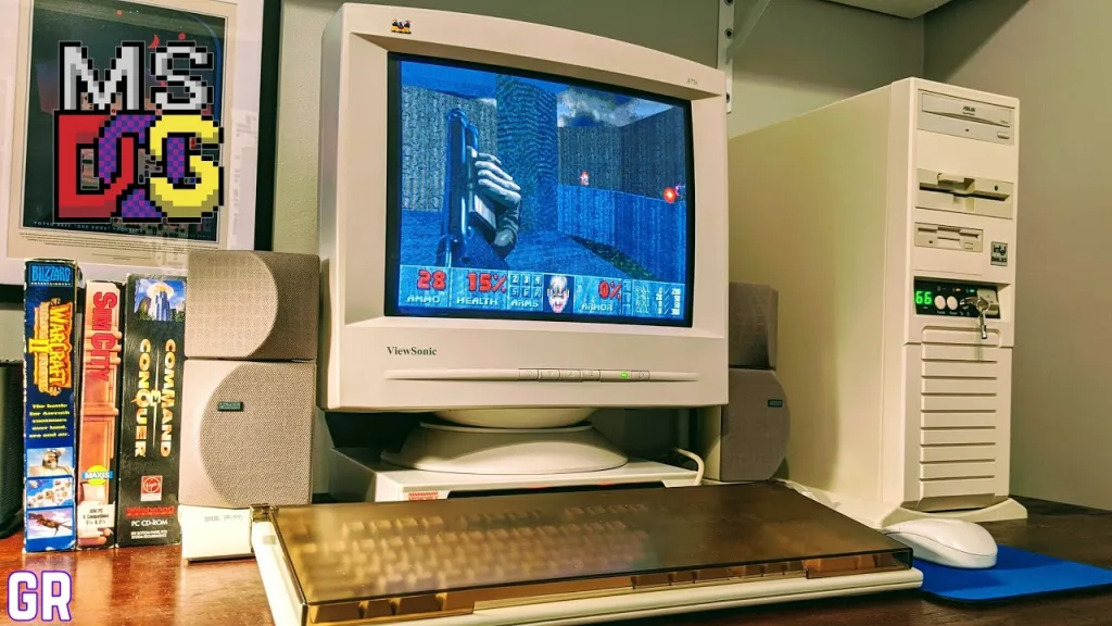 486 desktop retro gaming setup