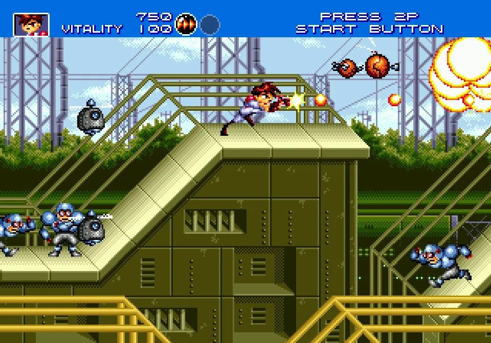 Gunstar Heroes gameplay no Mega Drive