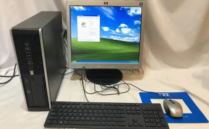 Área de trabalho do Windows XP em uma tela de computador